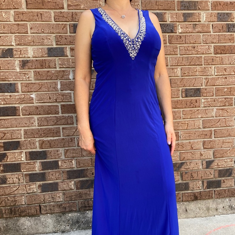 Blue floor length gown